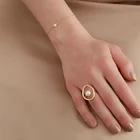 Винтажные металлические золотые жемчужные браслеты с подвесками палец кольцо неправильной формы открытые регулируемые элегантные для женщин Подарок на годовщину свадьбы