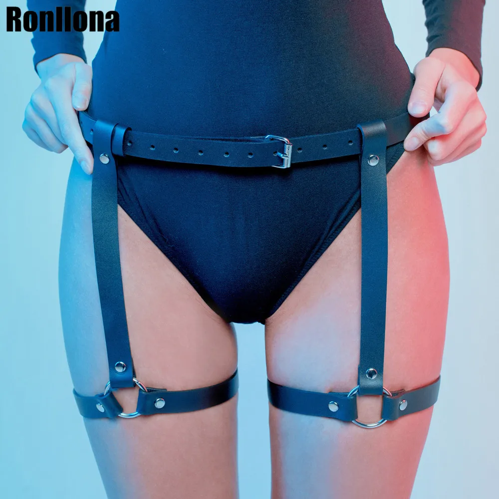 LP-076 Ronllona Пояс для чулок и чулок ремни для нижнего белья ремни для чулок Готическая пентаграмма 2шт наборы простые кожаные подтяжки - Цвет: LP-076