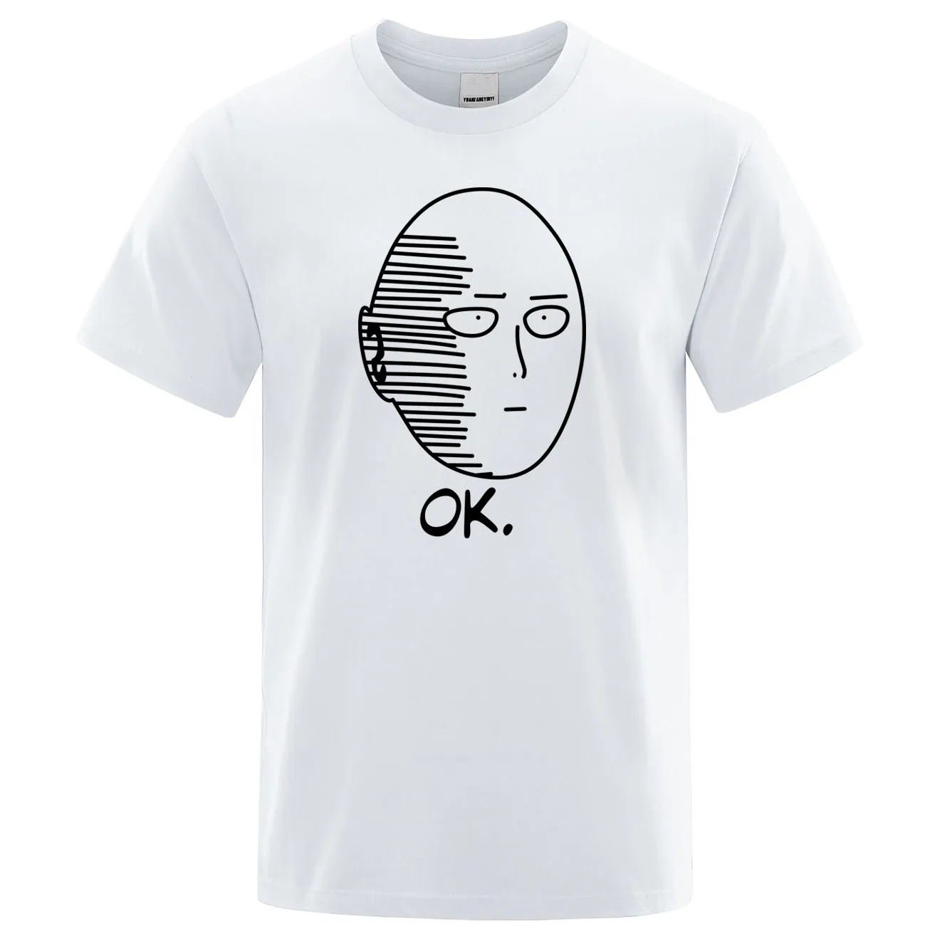 One Punch Man Saitama Sensei Мужская футболка с японским аниме хлопковая футболка Летняя Повседневная футболка с круглым вырезом Мужская Уличная Одежда Harajuku - Цвет: white 1