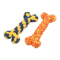 pet supplies bone shape hand woven cotton rope dog toy 16cm orange puppy molar ball bite resistant cat stick dog plush supplies