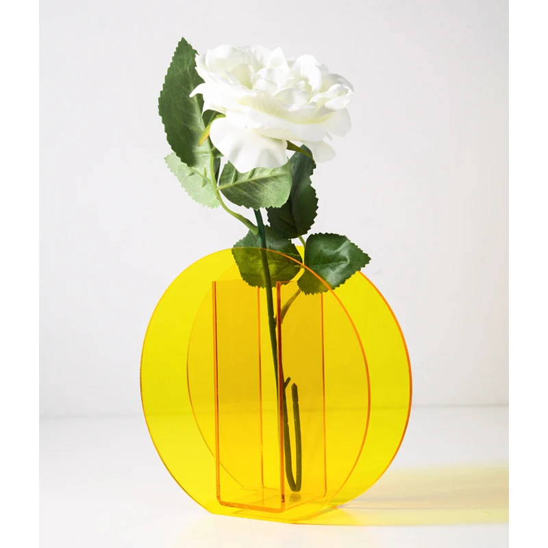 

Nordic ins Colorful acrylic vase Simple art geometric Sunlight Sunrise Daybreak Vases for home Decorations
