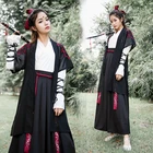 Женское платье для народных танцев в китайском стиле, традиционный костюм фехтовальника в восточном стиле, черная одежда для косплея