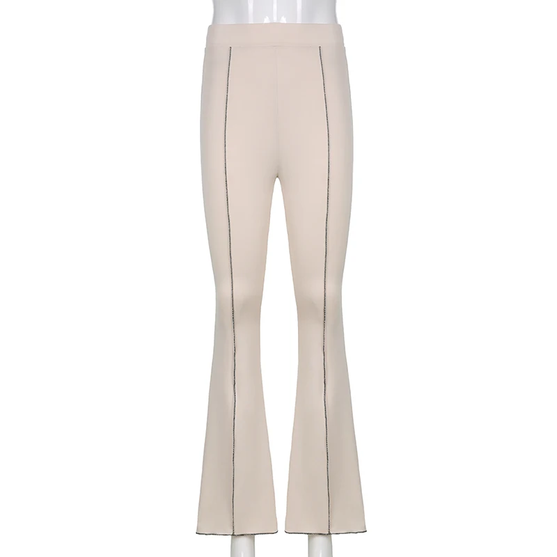 

Waatfaaak Khaki Harajuku Patchwork Flare Pants Leggings Vintage High Waist Summer Trousers Streetwear Baggy Capri Pants Retro