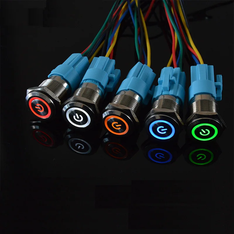 

50pcs Waterproof Motorcycle button switch Illuminated Electrical Power Push Button Switch 1NO1NC Momentary Latching Switch