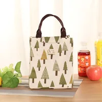 60PCS / LOT Waterproof Canvas Cartoon Portable Insulated Bag Large Size Reusable Pouch Lunch Bag Picnic Ice Pack