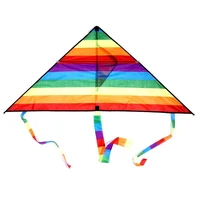 triangle colorful rainbow kite long tail polyester outdoor kites childrens outdoor toys with control bar and 30m line kids toys