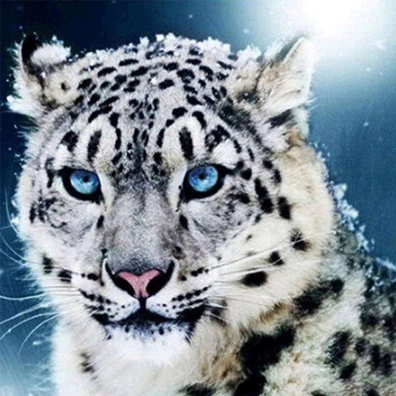 Алмазная мозаика с изображением снежного леопарда картина из страз вышивка