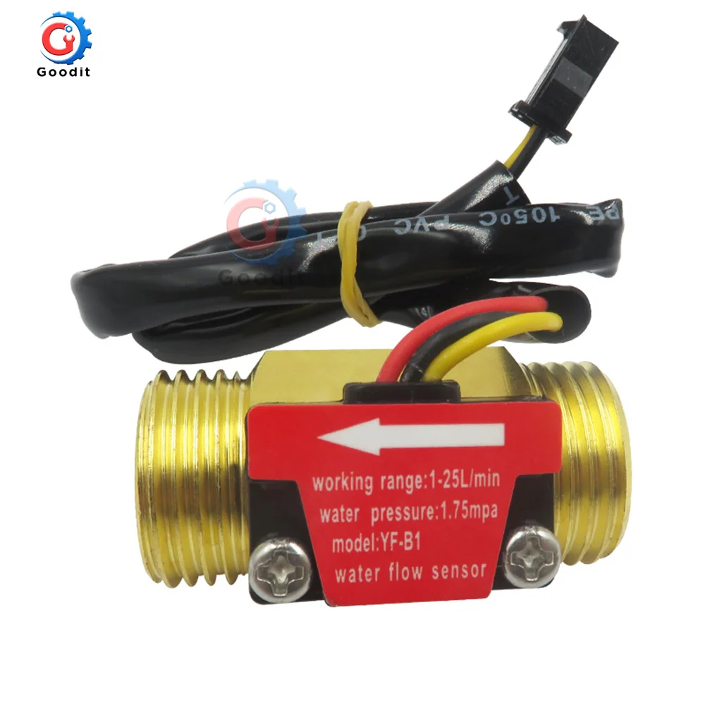 

DN25 Hall Effect Turbine G1/2 Water Flow Sensor Turbine Flowmeter Water Diesel Brass Electrical Plumbing