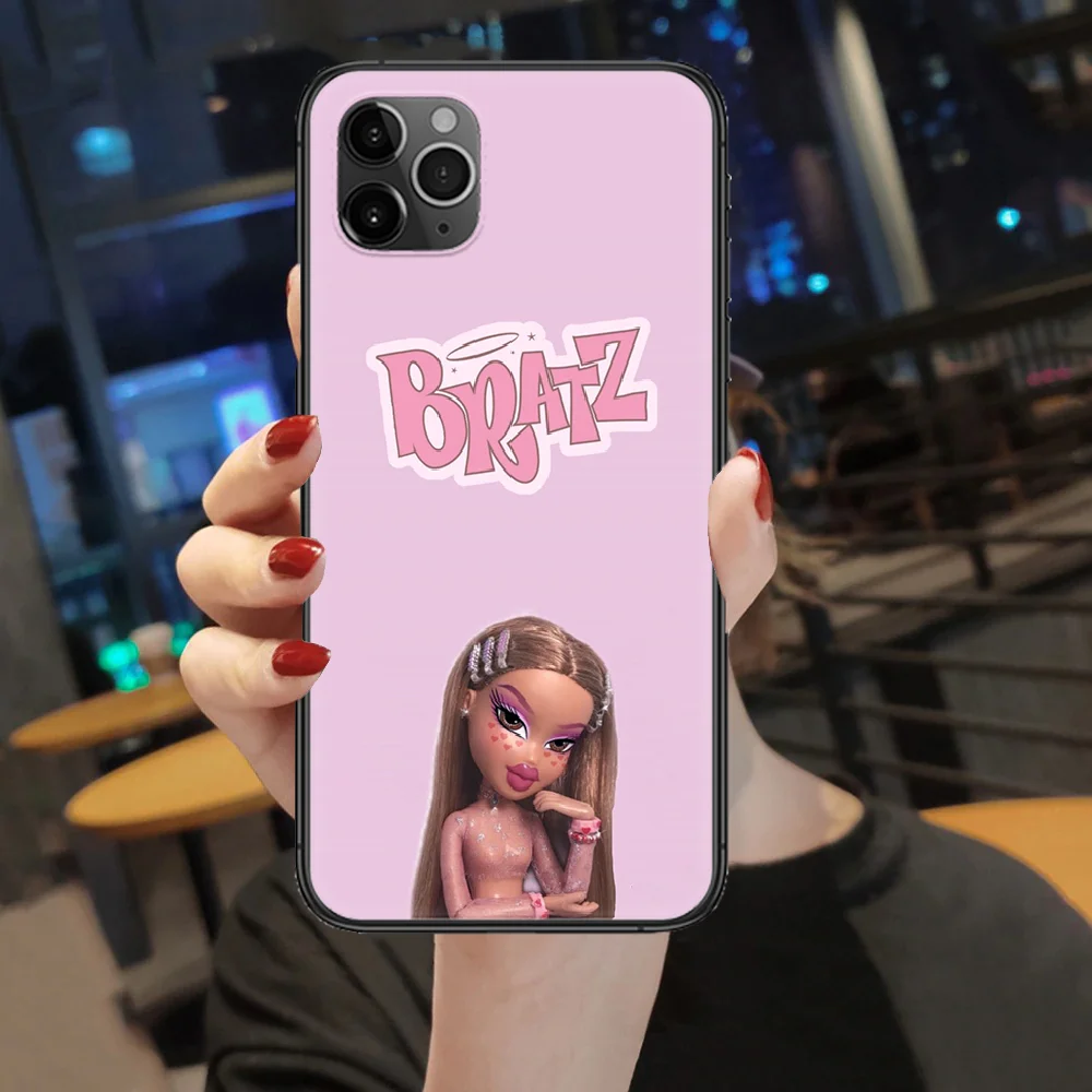 

cartoon Bratz Phone Case Cover Hull For iphone 5 5s se 2 6 6s 7 8 12 mini plus X XS XR 11 PRO MAX black luxury coque trend