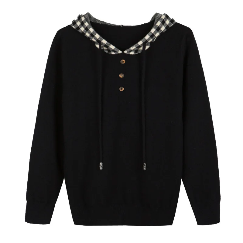 

2020 new women sweater hooded pullover winter knitted female spring and autumn western style early autumn