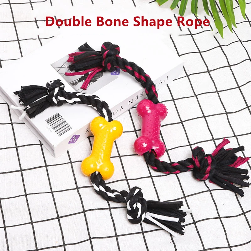 

Dogs Toy PVC Cotton Cloth Interactive Dogs Bone Rope Toy for Pet Chew Bite Tooth Cleaning Toothbrush Feeding Pet Supplies