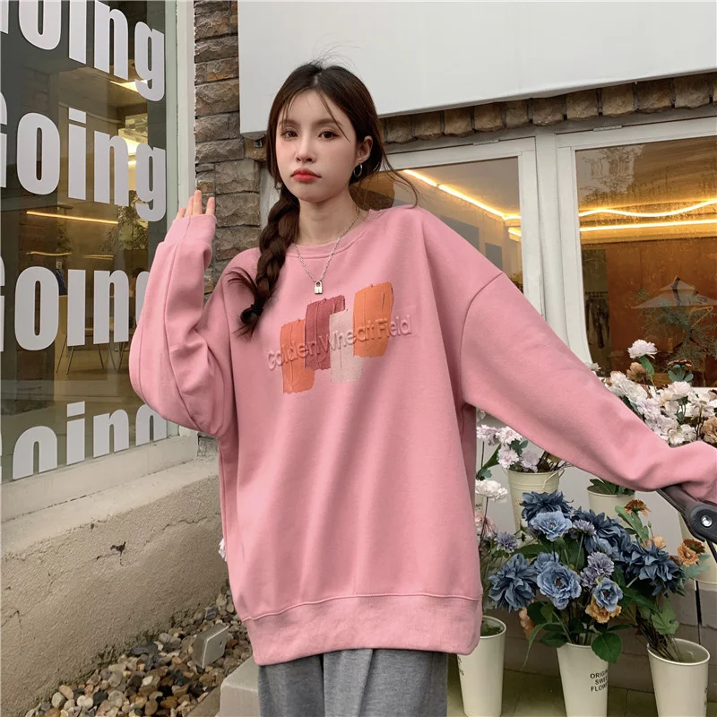 

Свитшоты для ранней осени, серия конфетных цветов, женские неровные свитшоты с круглым вырезом