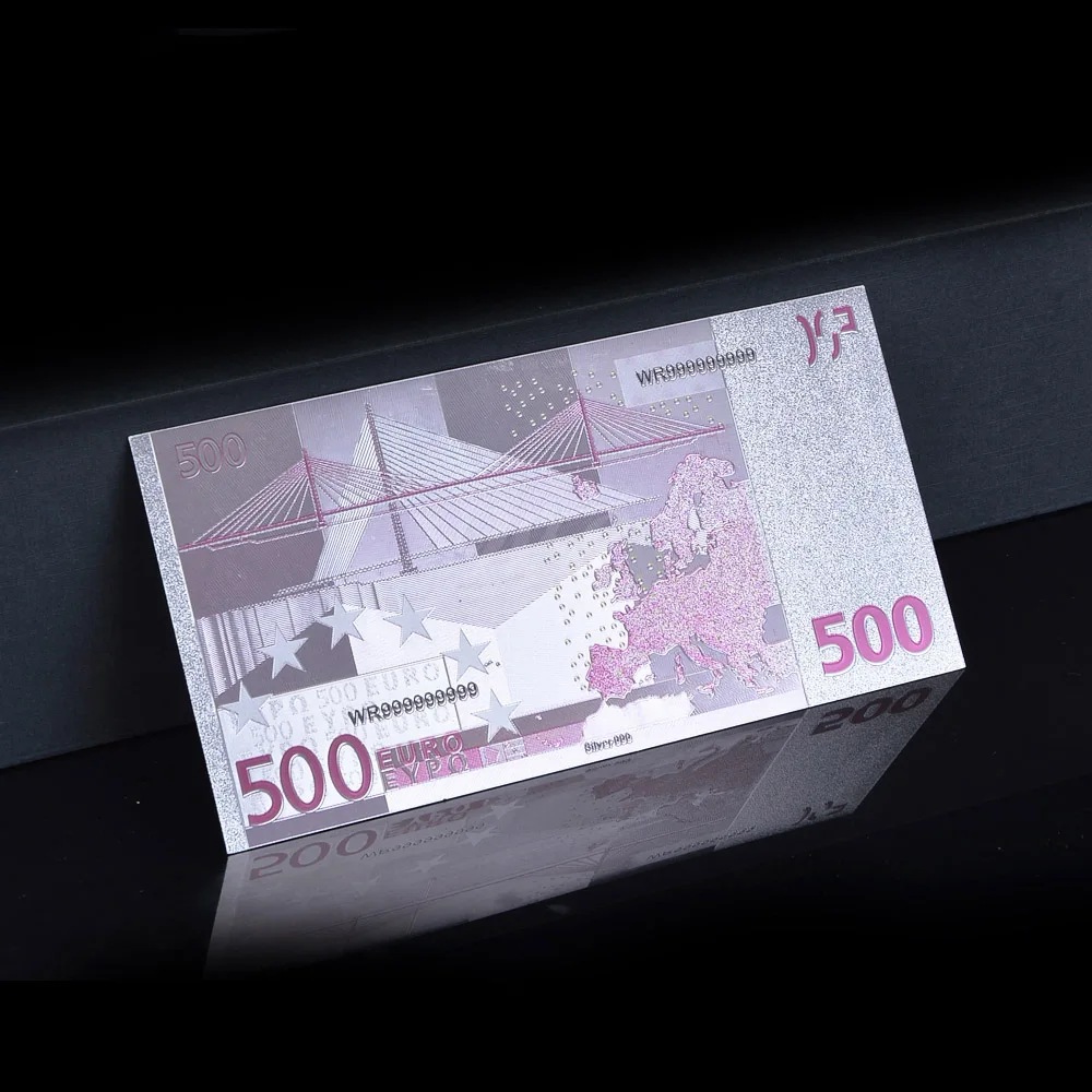 Цветные евро 500 Поддельные Банкноты WR серебряная фольга банкноты для сувенира