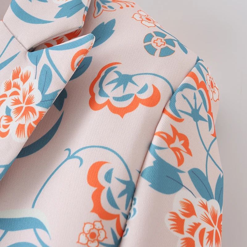 

SISPELL Floral Print Blazer Coats For Female Lapel Collar Long Sleeve Loose Colorblock Women's Vintage Coat Fashion New 2021