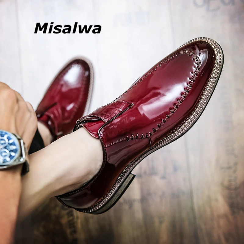 

Misalwa Oversize 47 48 Buckle Strap Oxford Men Dress Shoes Red Business Office Men Formal Leather Shoes Dropshipping