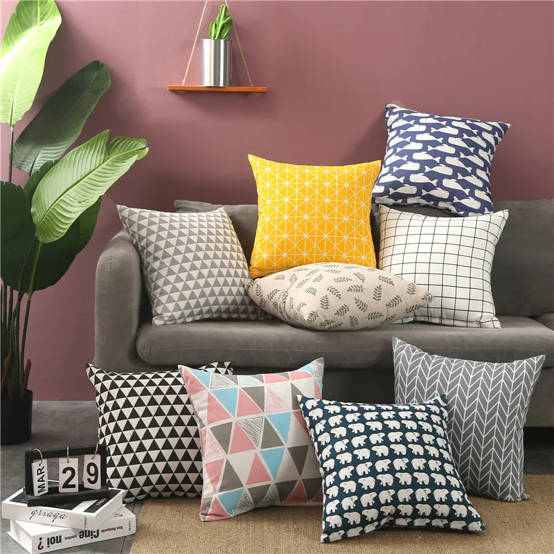 

Pillow Printing Linen Printing Color Strip Pillowcase Cotton And Hemp Hugging Pillowcase Sofa Cushion Cover 45x45cm 40x40c