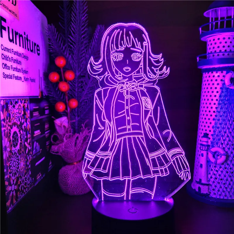 

Danganronpa Chiaki Nanami 3D Lamp Christmas Decoration Lampara LED Night Light Manga Navidad Luminaria Neon Lampe Anime Figure