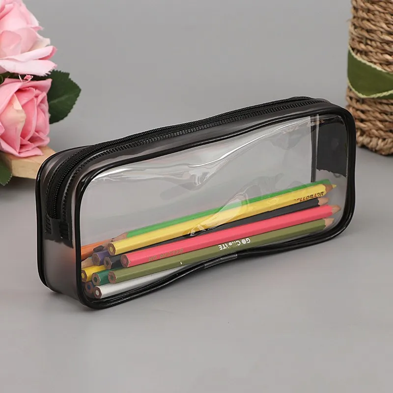 

New Transparent PVC Pencil Bag 20cm Stationery Storage Pencil Case Clear Waterproof Pencil Pouch School Students Supplies