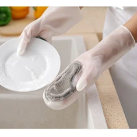 1pair magic silicone dishwashing scrubber rubber scrub gloves kitchen clean washing glove for household scrubber kitchen clean