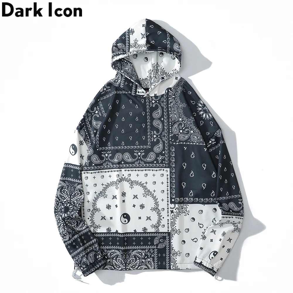 

Темный значок тайцзи бандана Толстовка Для мужчин пуловер толстовки в стиле хип-хоп с капюшоном для мальчиков, куртки с капюшоном на осень и...