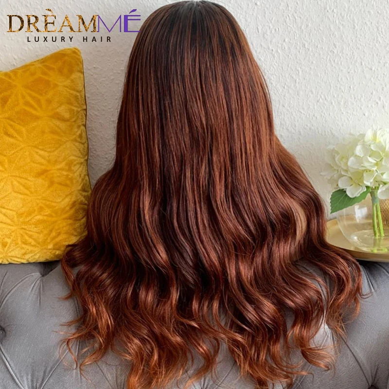 Невидимый поддельные головы человеческих волос парик с Омбре Цветной 13X6