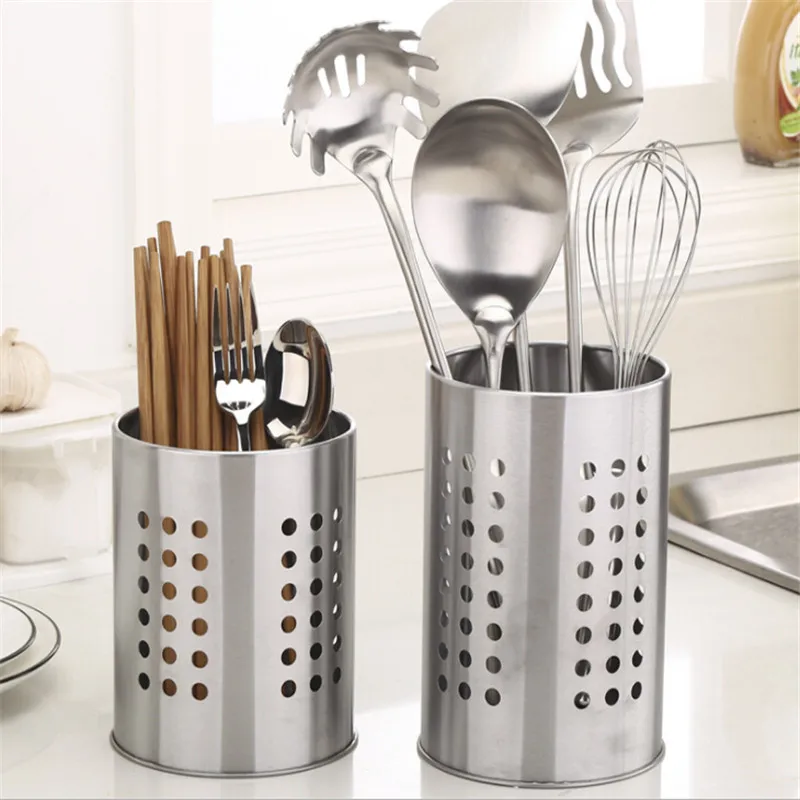 

Stainless Steel Hanging Cutlery Holder Drainer Spoon Fork Chopsticks Storage Basket Rack Kitchen Tools Accessories Organizer