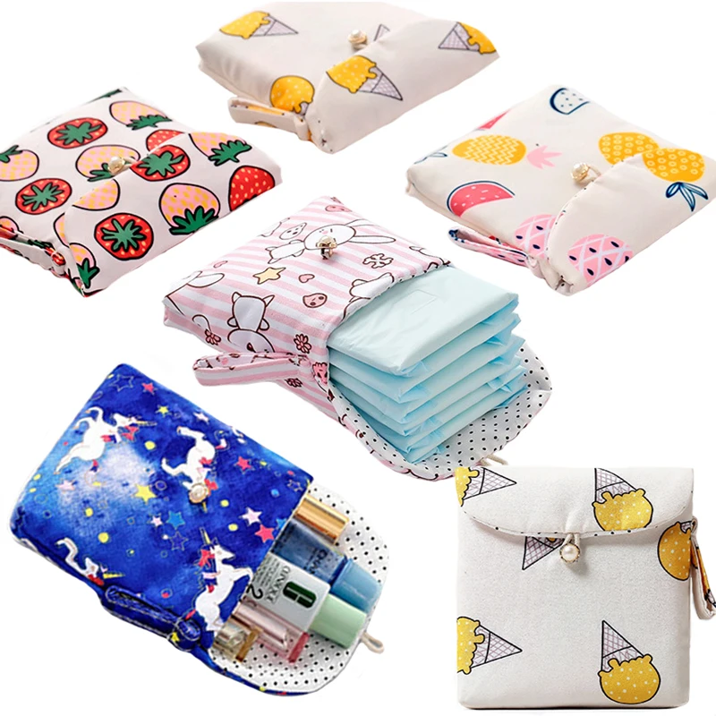

Portable Cotton Sanitary Towel Napkin Pad Tampon Storage Bag Lipstick Key Purse Bag Makeup Organizer Pouches Women Cosmetic Bags