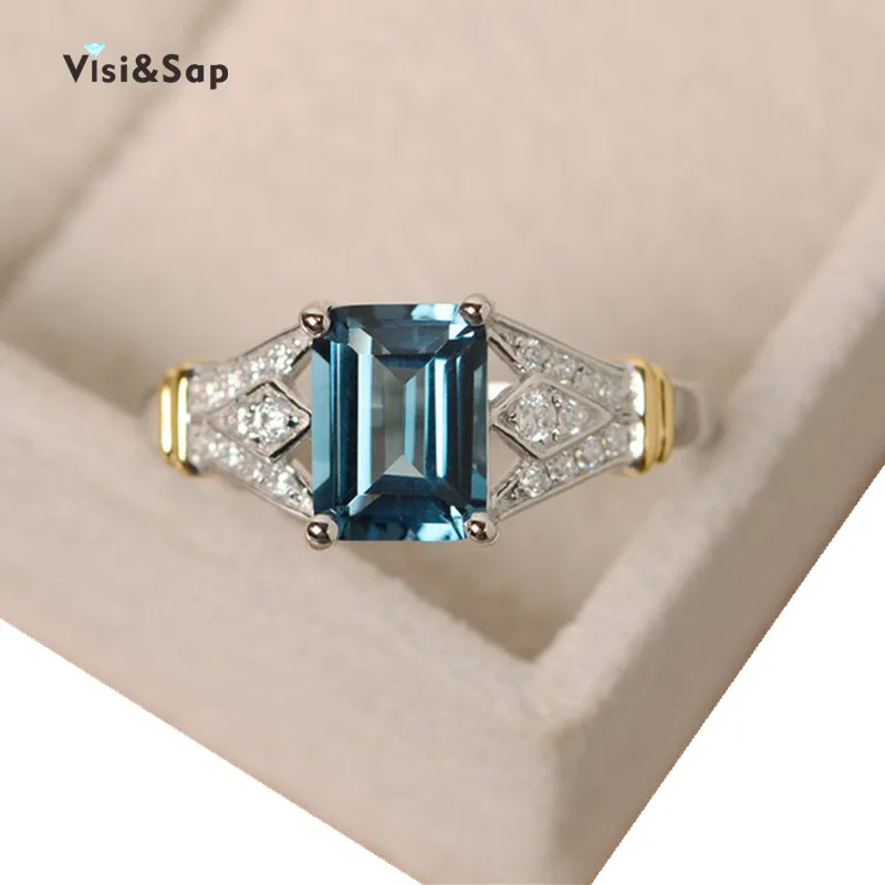 Visisap ярко синего цвета из камней правильной геометрической формы кольца для