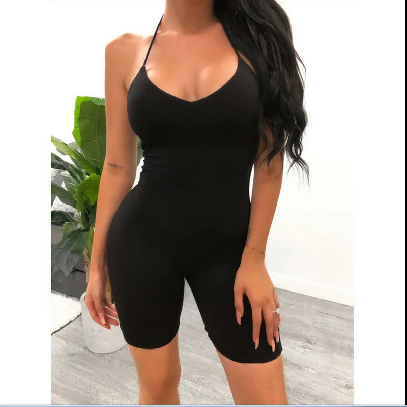 2019 горячая распродажа женский комбинезон без рукавов сексуальный однотонный