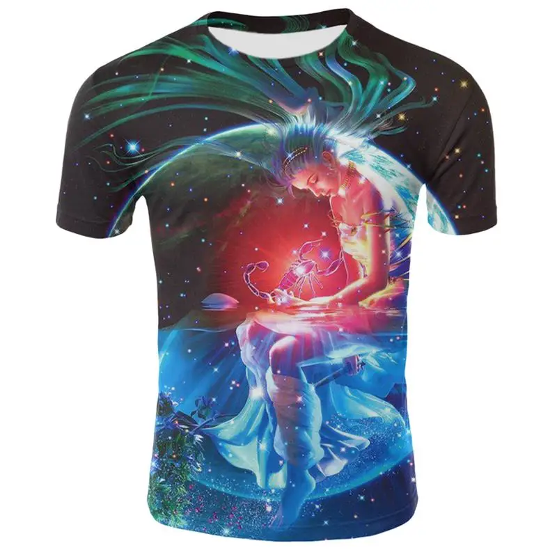 Популярная летняя футболка с 3D принтом Созвездие для мужчин/женщин летние