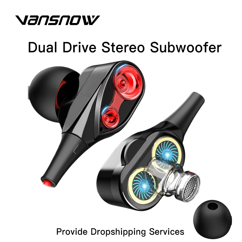 Проводные наушники Heavy Bass с двойным приводом вставные микрофоном warSport для