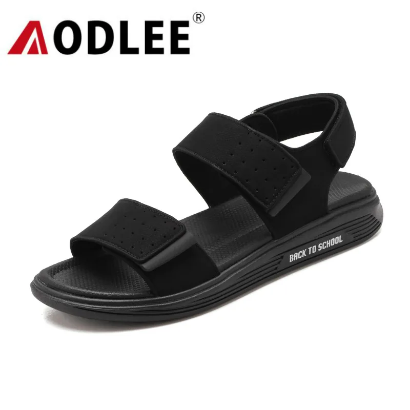 Сандалии мужские летние на плоской подошве модные Нескользящие пляжные шлепанцы