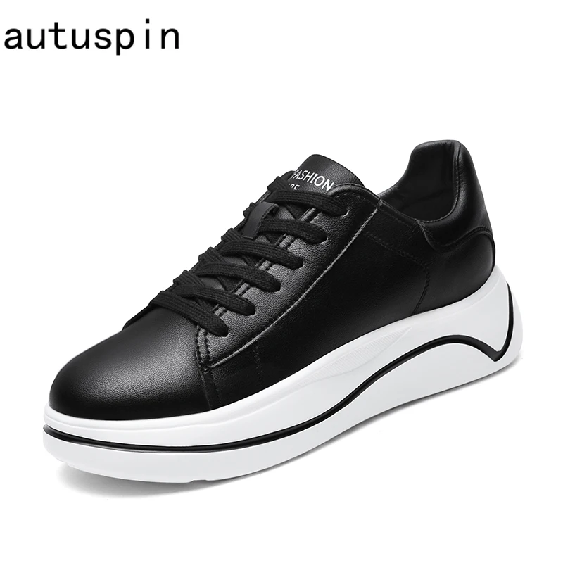 

Autuspin новый спортивный Стиль женские туфли-лодочки женская обувь из натуральной кожи; Круглый носок на не сужающемся книзу массивном Лоферы ...