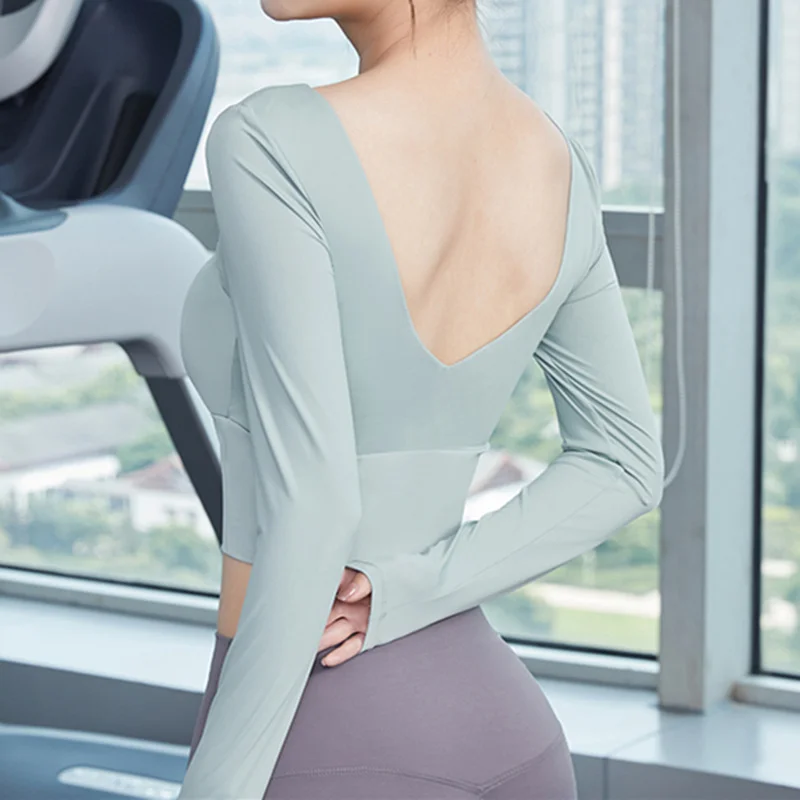 Женские пикантные рубашки с открытой спиной для йоги Willard футболки длинным