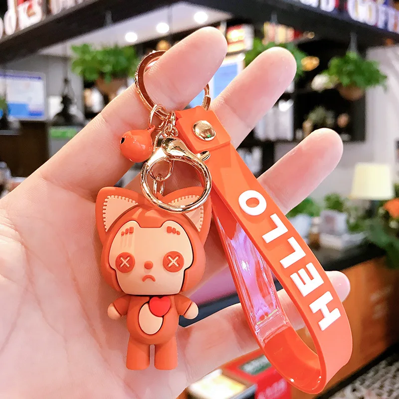 

Cute Fox Keychains The Silicone Lady Bag Accessories Car Men's Key Ring Cartoon Creative Animation Pendant Key Chain