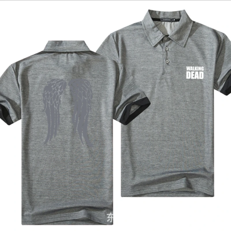 

2021 Summer Classic Polo Shirt for Walking Dead Men Cotton Solid Short Sleeve Tee Shirt Breathable Camisa Masculina Polo