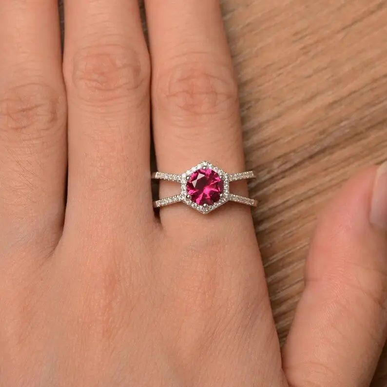 

Womens Engagement Silver 925 Ring Silicone 925 Silver Rings Filled Womens Engagement Red Diamond Silver Wedding Rings for Luxury