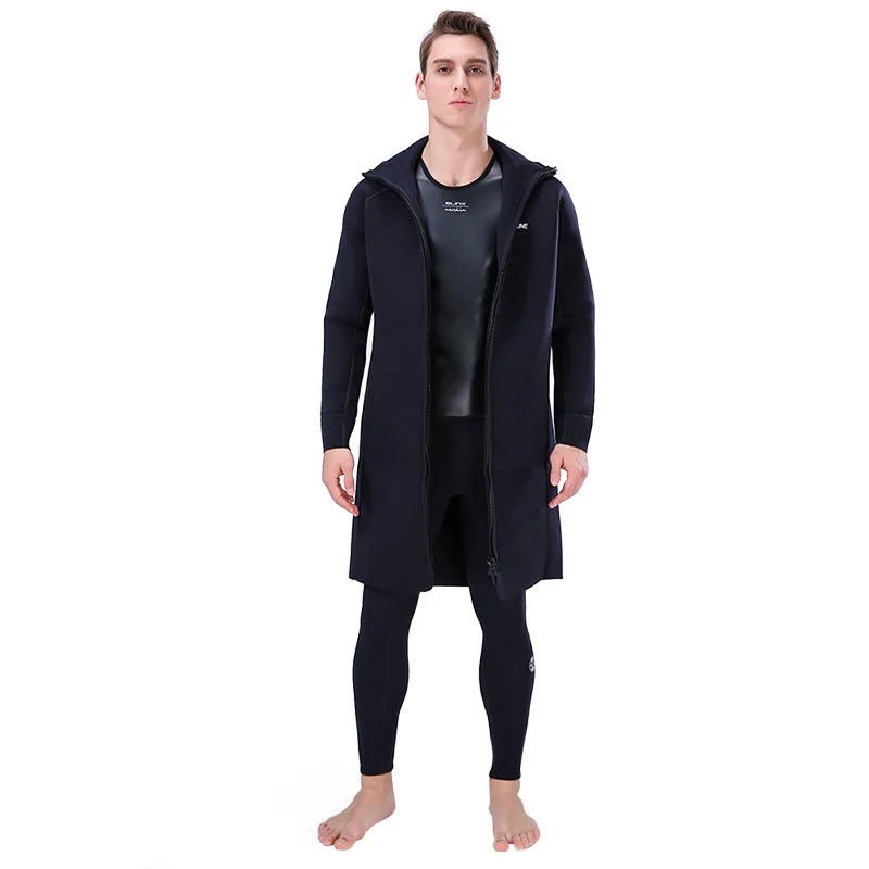 Мужская Неопреновая куртка от Гидрокостюма топ 3 мм с капюшоном и молнией спереди