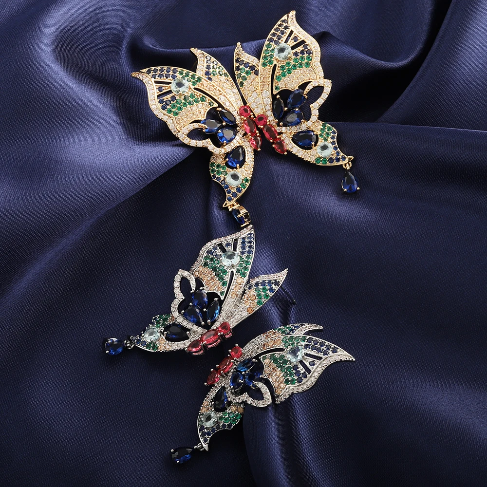 Красочные симметричные Роскошные серьги-подвески в виде бабочки изысканные