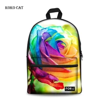 koko cat 3d flower print kid school bags teenager girls floral student backpack casual canvas children book bag mochila infantil
