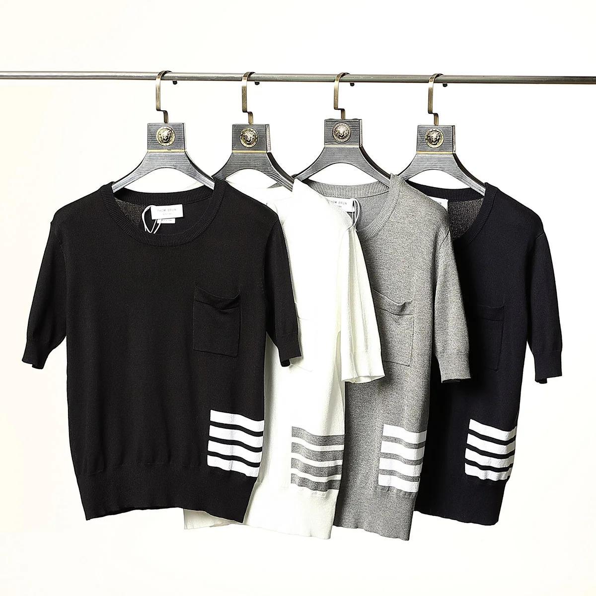 

T-Shirt Short Sleeve Women Cotton Striped Sweater Casual Fashion O-Collar Slim Korean Design High Quality tb