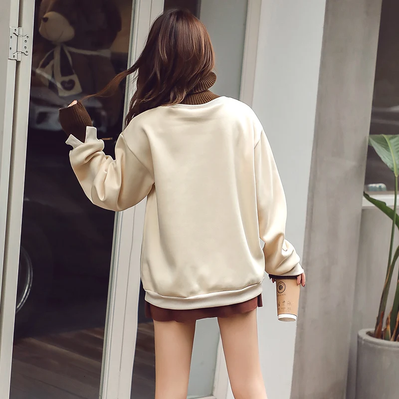 Женский свитер с имитацией двух бумажных изделий XUXI теплый толстый в западном