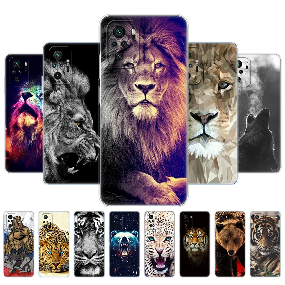 

For Xiaomi Redmi Note 10 Case 4G 5G Back cover For Redmi Note 10 Pro Phone Cover on Redmi Note 10S bumper wolf tiger lion bear