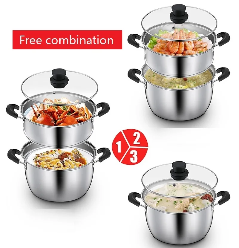 Кастрюля из нержавеющей стали для приготовления пищи 8 литров|stainless steel steamer|stainless