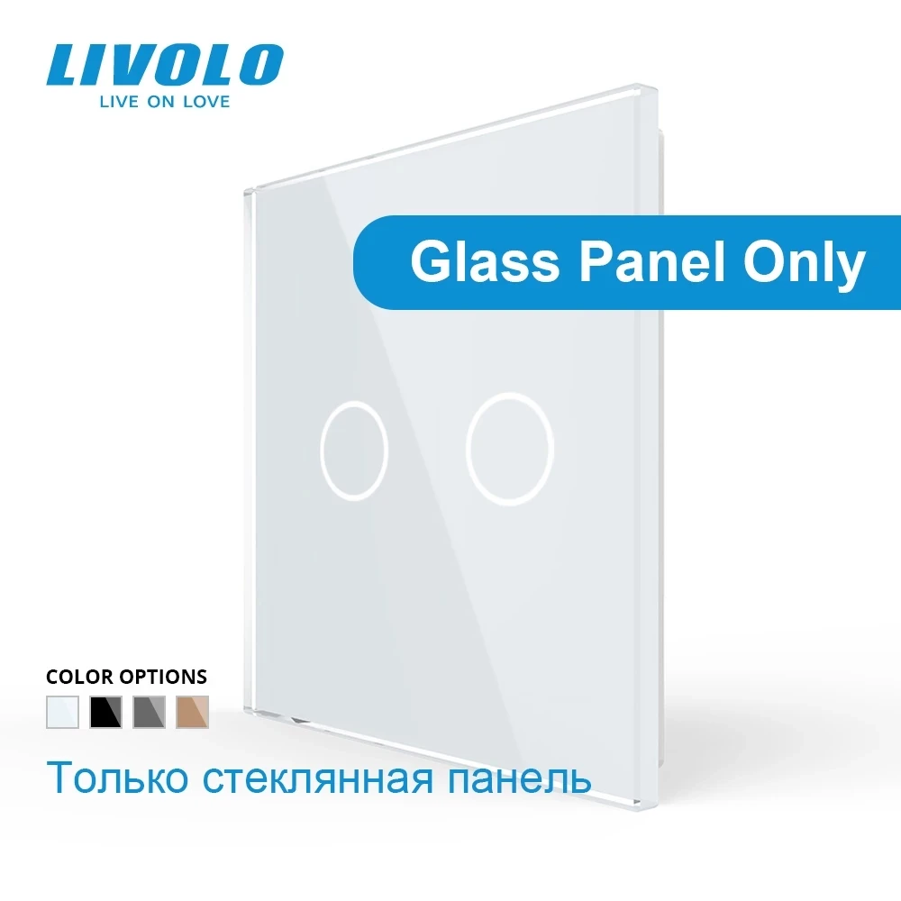 Livolo Luxury White Pearl Crystal Glass, EU standard, Single Glass Panel For 2 Gang  Wall Touch Switch,VL-C7-C2-11 (7 Colors)