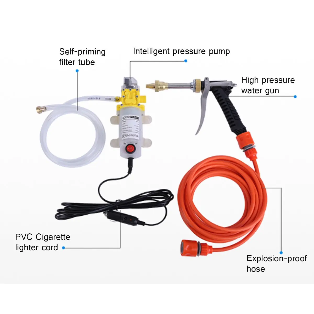 12 V Мембранный самовсасывающий водяной насос высокого давления 5-7 LPM 120W Водяной распылитель Автомойка 12 V электрический водяной насос