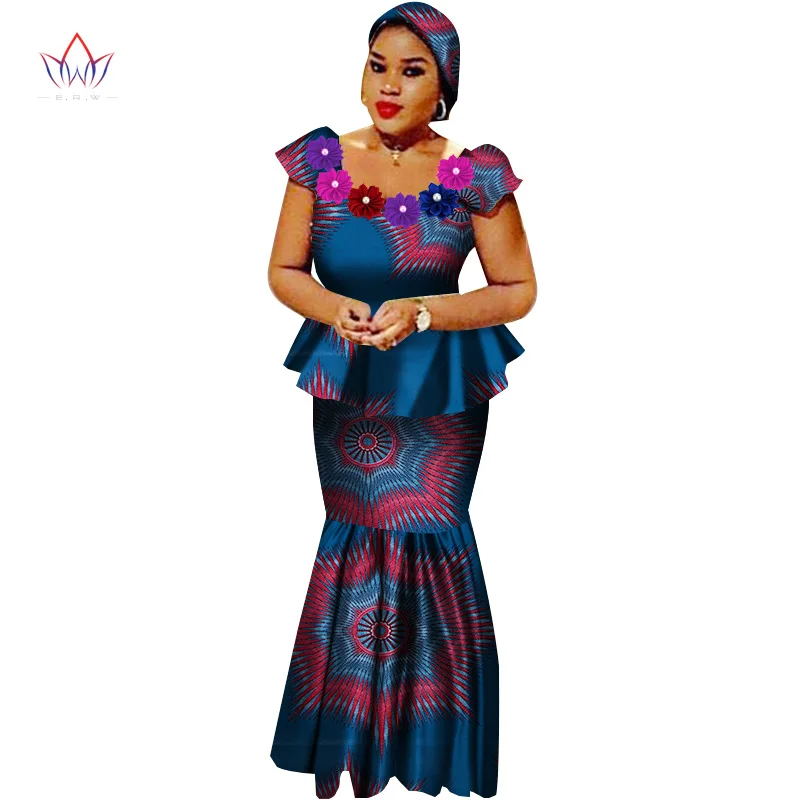 11 African Bazin Riche Dresses for Women Set Clothes Skirt Top Sets for Women High Waist Skirt Long African Skirt Plus Size WY2564 - Цвет: 11