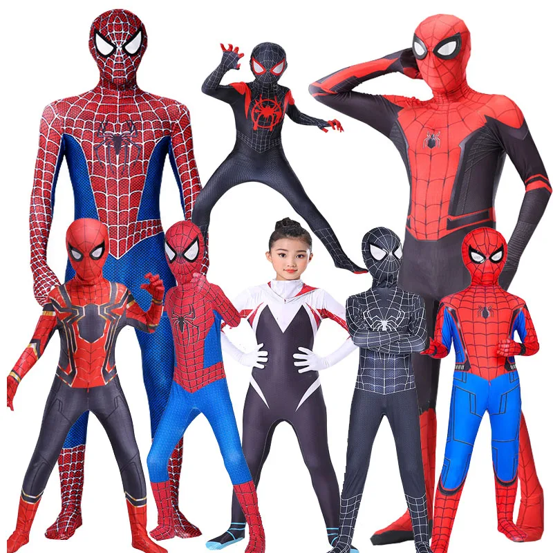 

Spider Night Man Jumpsuits Far From Home Stealth Suit Black Cosplay Costume Spandex 3D Print Halloween Outfits for Adult Kid New