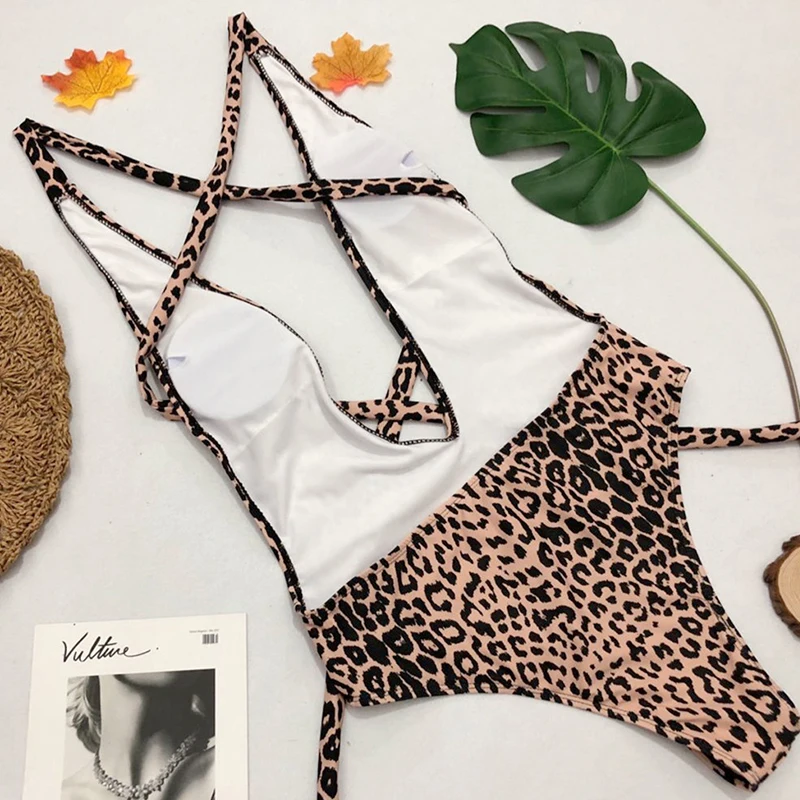 

Hot American Dropshipping Sexy Leopard Women Swimsuit One Piece Hollow Strap Onepiece Swimsuit Women's One-piece Bikini Monokini