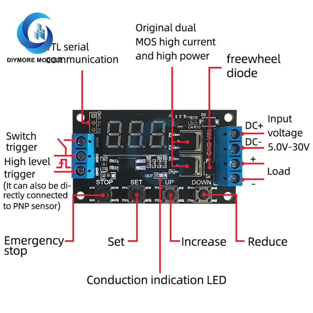 5 В 12 24 постоянного тока релейный модуль триггер цикла времени задержки реле 30V 15A